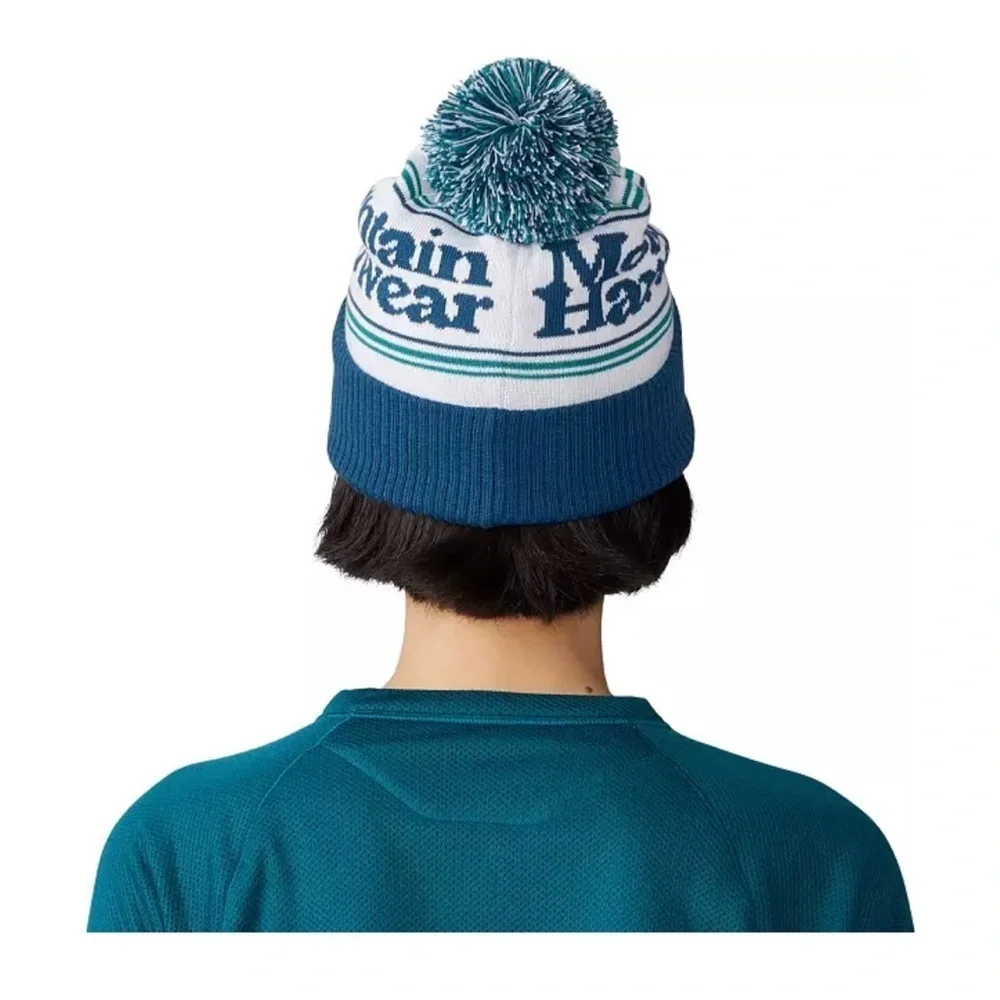 Mountain Hardwear Women's ApresPro Beanie Dark Caspian Blue Teal White Hat NWT